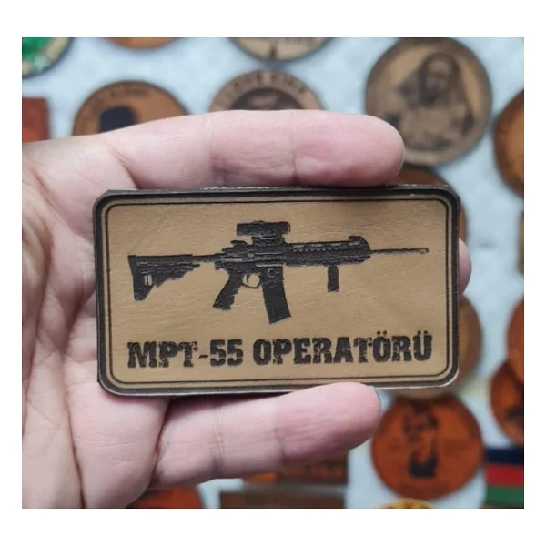 Mpt 55 Operatörü -Dikdörtgen Deri Peç - Arma - 2 Wolf Leather Patch - Görsel 2