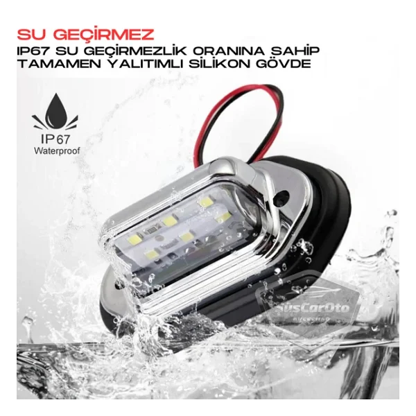 Üniversal Plaka Lambası 6 Led Güçlü Işık Su Geçirmez Krom Araç Plaka Işığı Ultra Parlak Oto Aydınlatma 12/24V 2 Adet - Görsel 3