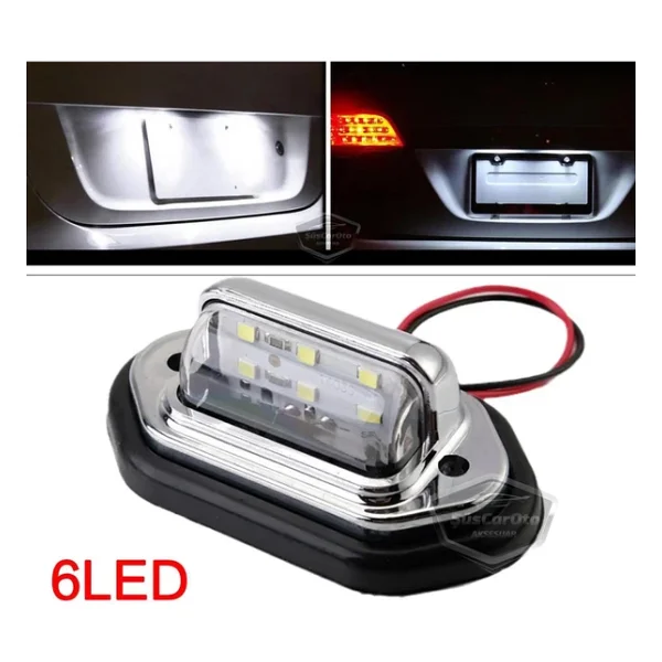 Üniversal Plaka Lambası 6 Led Güçlü Işık Su Geçirmez Krom Araç Plaka Işığı Ultra Parlak Oto Aydınlatma 12/24V 2 Adet - Görsel 2