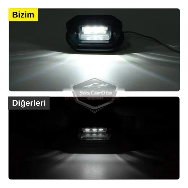 Üniversal Plaka Lambası 6 Led Güçlü Işık Su Geçirmez Krom Araç Plaka Işığı Ultra Parlak Oto Aydınlatma 12/24V 2 Adet - Görsel 4