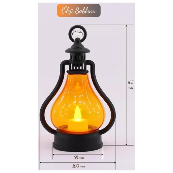 LED Mum Vintage Retro Gaz Lambası Tipi Pilli Dumansız Alevli Dekoratif Yapay Mum Işıldak El Lambası - Görsel 3