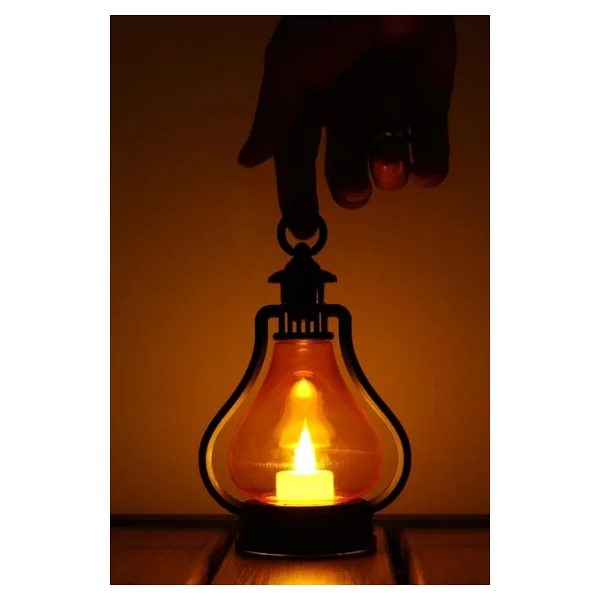 LED Mum Vintage Retro Gaz Lambası Tipi Pilli Dumansız Alevli Dekoratif Yapay Mum Işıldak El Lambası - Görsel 2