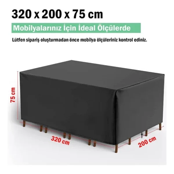 ByLizard Bahçe Mobilya Koruma Örtüsü Branda 320x200x75 Cm Su Geçirmez - Görsel 5