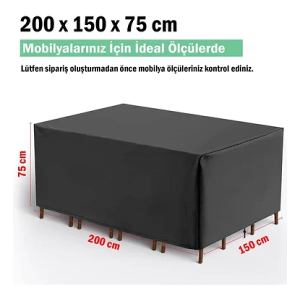 ByLizard Bahçe Mobilya Koruma Örtüsü Branda 200x150x75 Cm Su Geçirmez - Görsel 5