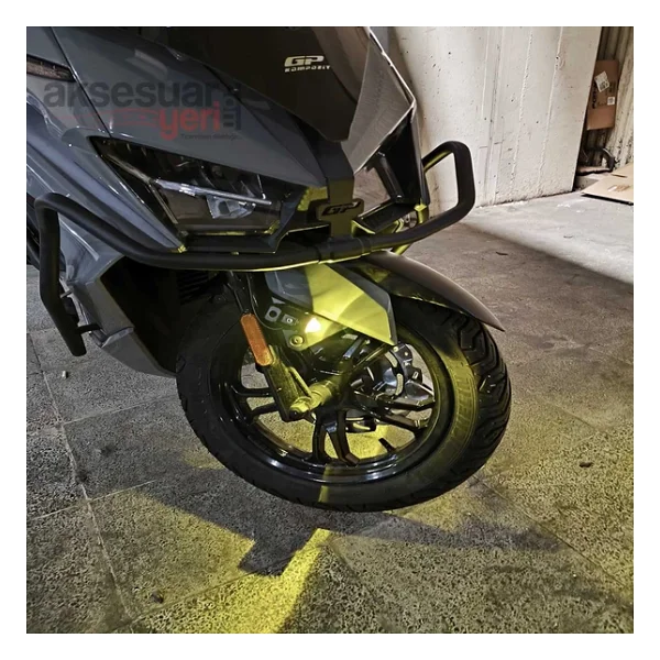 Sym Jet X 125 Motosiklet Sis Farı - Mercekli 2 Renkli Beyaz Ve Sarı Led Far - Görsel 3