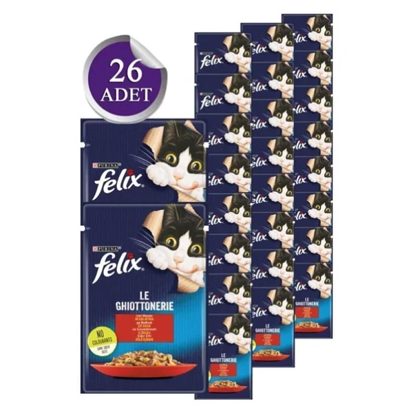 Felix Sığır Etli 85 gr 26'lı Yetişkin Kedi Yaş Maması - Görsel 4