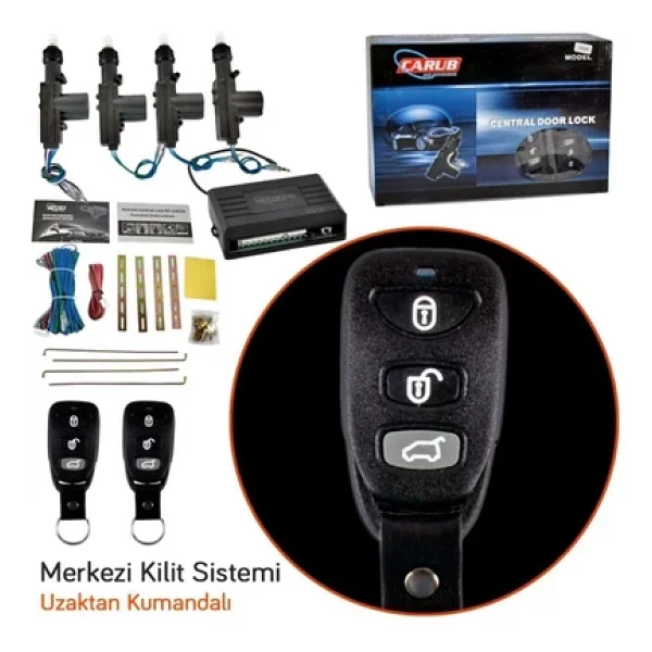 Carub 12V Merkezi Kilit Siyah Kemerli Kumandalı BR4600469 - Görsel 2