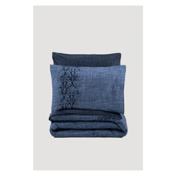 Cotton Box Plain Çift Kişilik Nevresim Takımı Sooty Denim - Görsel 10