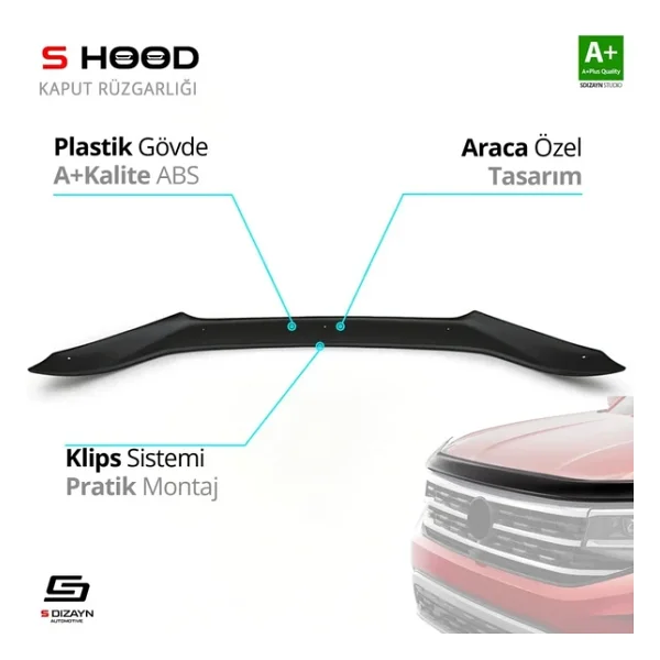 S-Dizayn Mercedes Uyumlu X-Class Abs Plastik Kaput Rüzgarlığı 2017 Üzeri A+Kalite Parça - Görsel 2