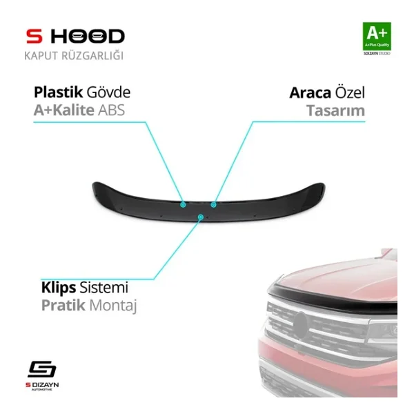 S-Dizayn Peugeot Uyumlu Partner Abs Plastik Kaput Rüzgarlığı 2019 Üzeri A+Kalite Parça - Görsel 2