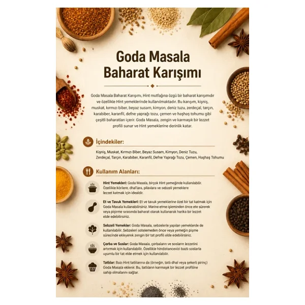 Goda Masala Baharat Karışımı 100 gr (1. Kalite) - Görsel 3