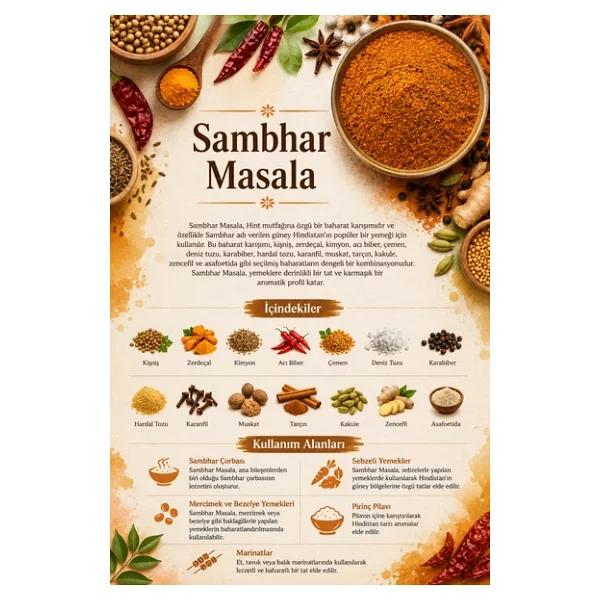 Sambhar Masala 100 gr (1. Kalite) - Görsel 3
