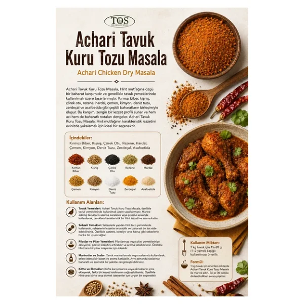 Achari Tavuk Kuru Tozu Masala 100 gr (1. Kalite) - Görsel 3