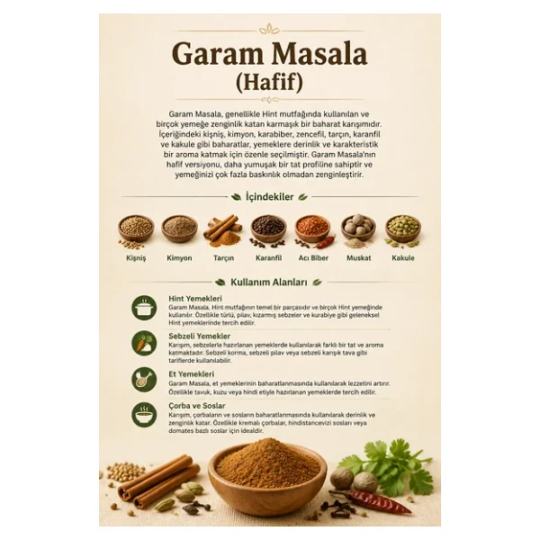 Garam Masala (Hafif) 100 gr (1. Kalite) - Görsel 3