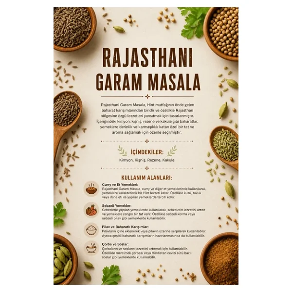 Rajasthani Garam Masala 100 gr (1. Kalite) - Görsel 3