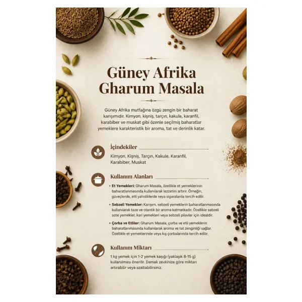 Güney Afrika Gharum Masala 100 gr (1. Kalite) - Görsel 3