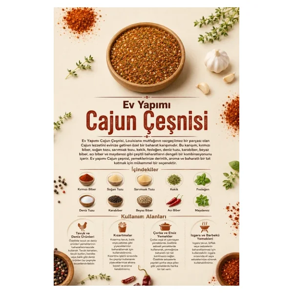 Ev yapımı Cajun Çeşnisi 100 gr (1. Kalite) - Görsel 3