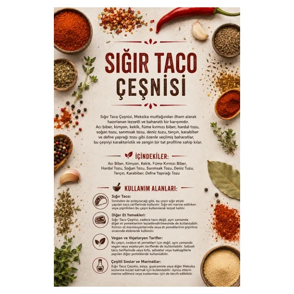 Sığır Taco Çeşnisi 100 gr (1. Kalite) - Görsel 3