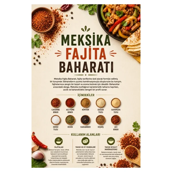 Meksika Fajita Baharatı 100 gr (1. Kalite) - Görsel 3