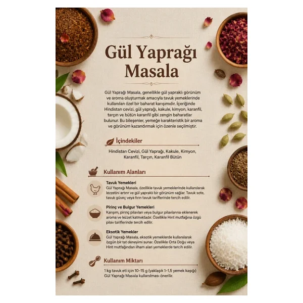 Gül Yaprağı Masala 100 gr (1. Kalite) - Görsel 3