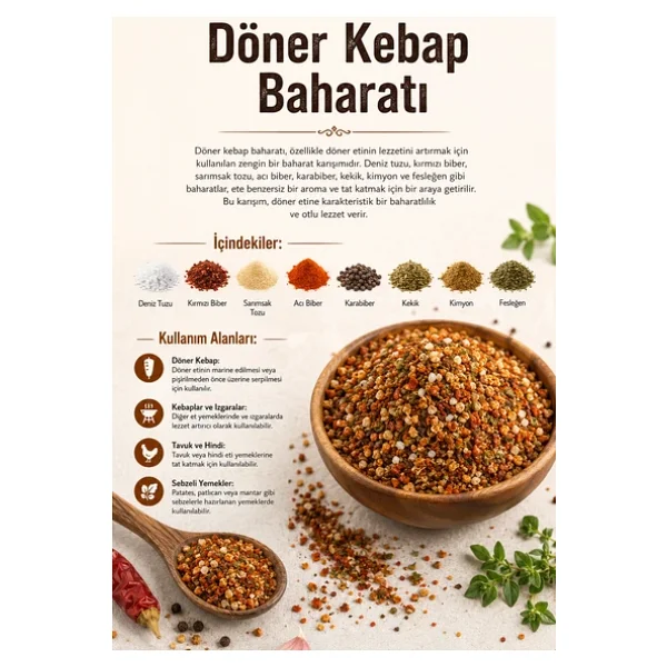 Döner Kebap Baharatı 100 gr (1. Kalite) - Görsel 3