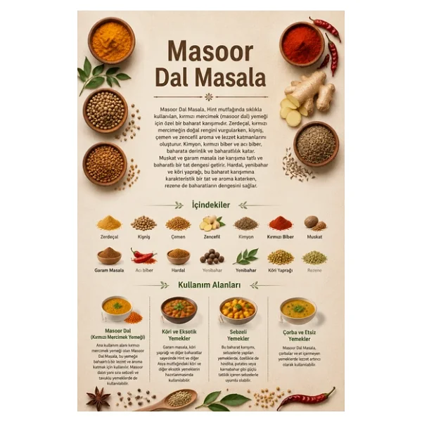 Masoor Dal Masala 100 gr (1. Kalite) - Görsel 3
