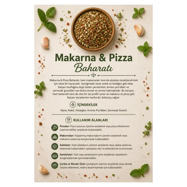 Makarna & Pizza Baharatı 100 gr (1. Kalite) - Görsel 3
