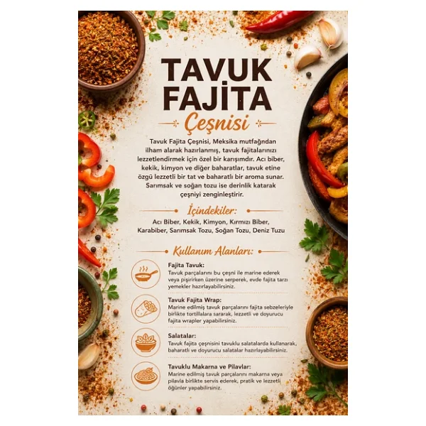 Tavuk Fajita Çeşnisi 100 gr (1.Kalite) - Görsel 3