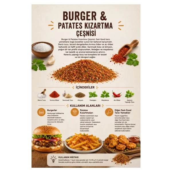 Burger & Patates Kızartma Çeşnisi 100 gr (1. Kalite) - Görsel 3