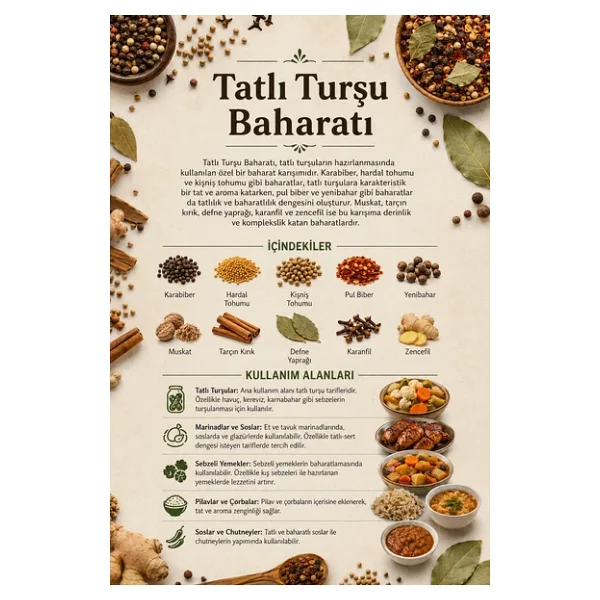 Tatlı Turşu Baharatı 100 gr (1. Kalite) - Görsel 3