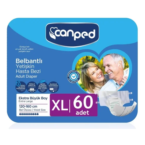 Canped Tekstil Yüzeyli Belbantlı Ekstra Büyük Boy XL 30'lu 2 Adet Hasta Bezi - Görsel 4