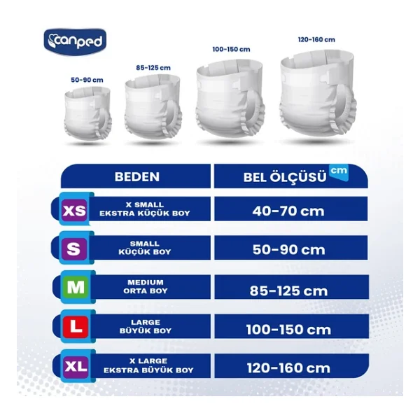 Canped Tekstil Yüzeyli Belbantlı Ekstra Büyük Boy XL 30'lu 2 Adet Hasta Bezi - Görsel 5
