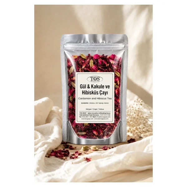 Gül & Kakule ve Hibisküs Çayı (Bitkisel Tisane) 100 gr (1. Kalite) - Görsel 2
