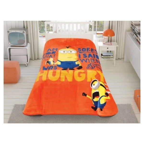 Taç Minions Hungry Lisanslı 160x220 cm Tek Kişilik Battaniye - Görsel 2