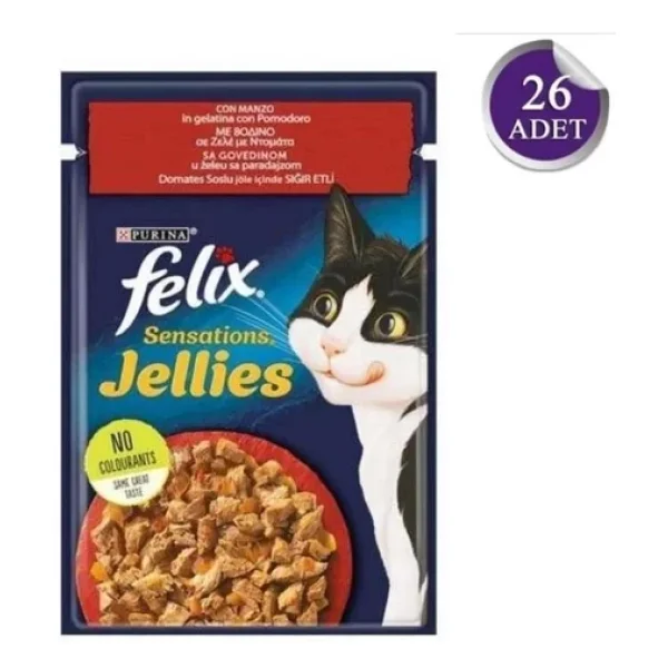 Felix Sığır Etli ve Domatesli 85 gr 26'lı Yetişkin Kedi Yaş Maması - Görsel 7