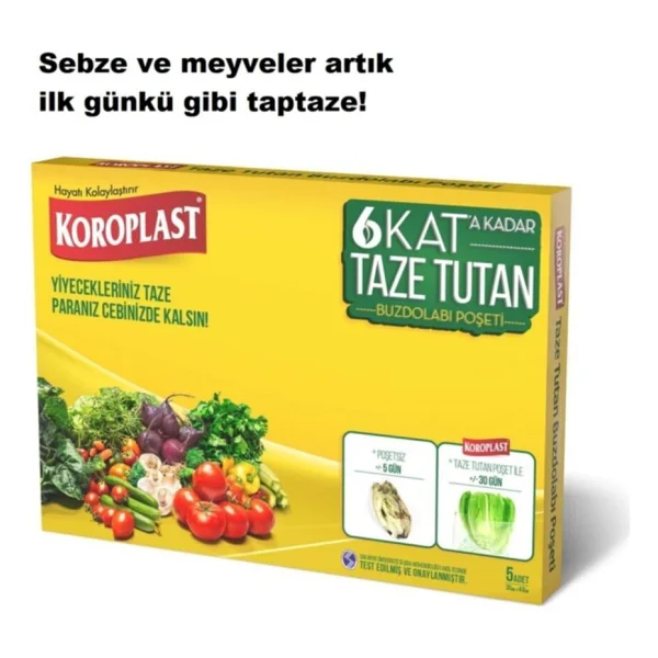 Koroplast 6 Kata Kadar Taze Tutan Buzdolabı Poşeti 5'li - Görsel 6