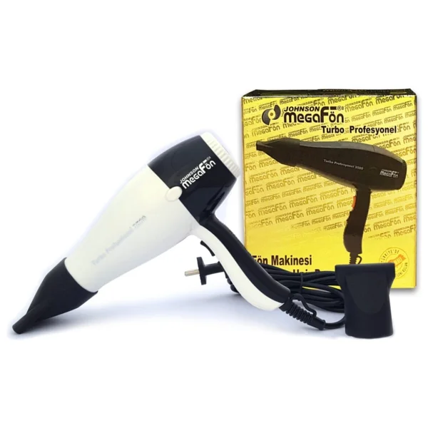 Johnson Megafön 3500 Profesyonel Turbo 2400 W Saç Kurutma Makinesi Siyah/Beyaz - Görsel 6