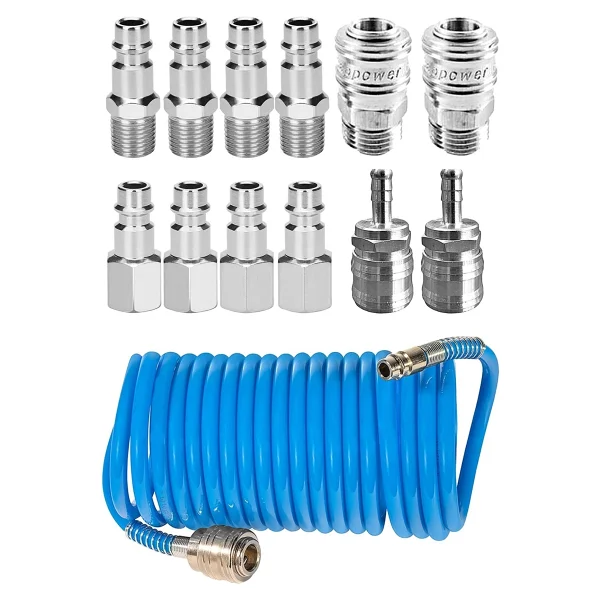 Proxtech Kompresör Bağlantı Parçaları Hava Hortumu Bağlantı Parçası Soket Bağlantıları 15 Metre Hortum Set - Görsel 4