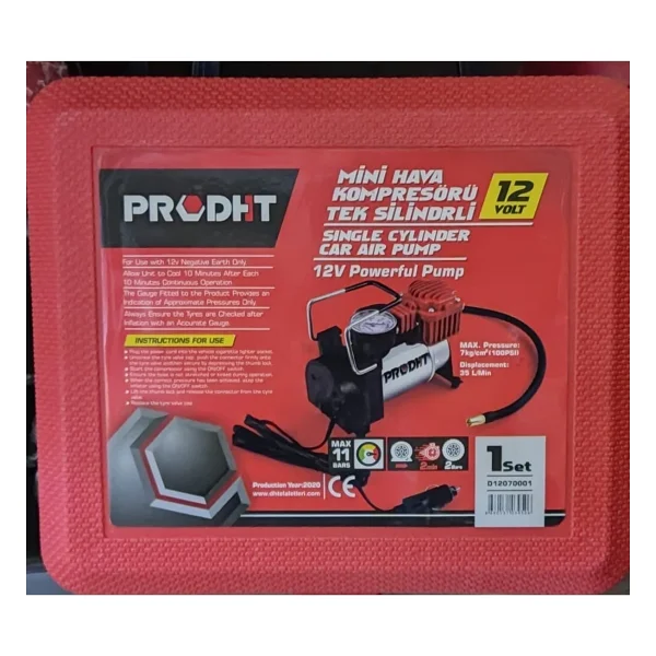 Prodht Mini Hava Kompresörü Tek Silindirli 12 Volt - Görsel 5