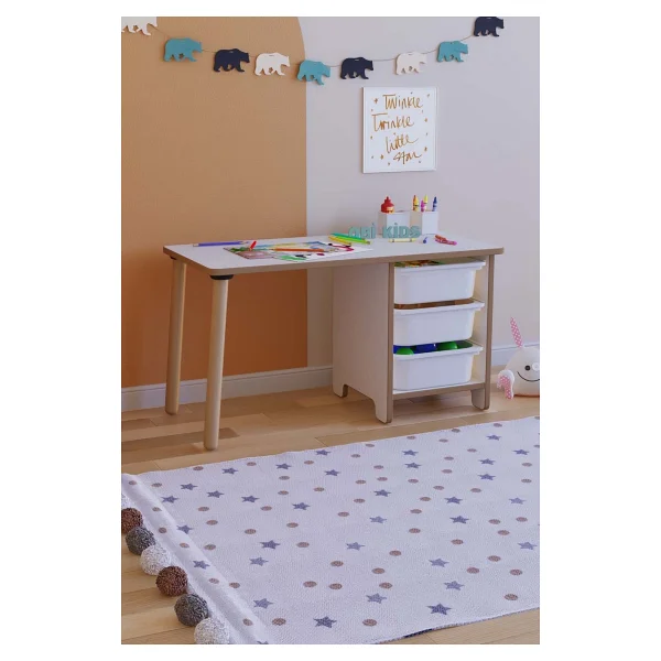 OBİ Atölye Oyun & Aktivite Masası 90x45 Cm Oyuncak Dolabı 3 Sepetli Çocuk Çalışma Masası Oyun Masası - Beyaz - Görsel 6