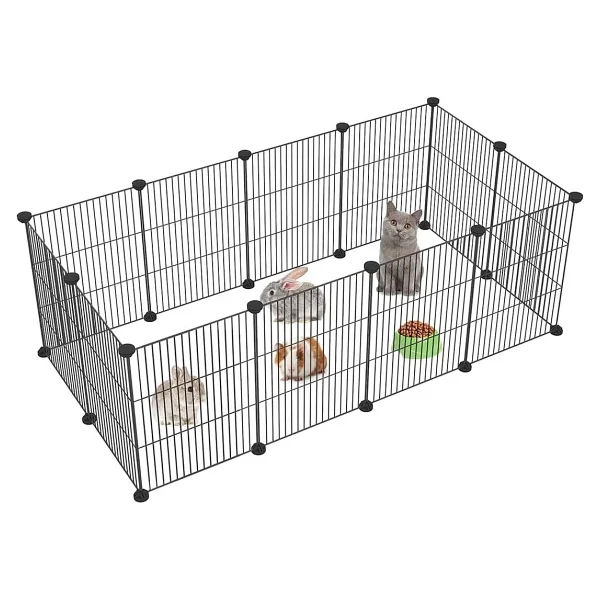 hodbehod Evcil Küçük Hayvan Kedi Köpek Kuş Evi Kafesi Oyun Parkı Portatif Taşınabilir Metal Tel 12 Panel - Görsel 7