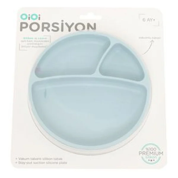 OİOİ Vakum Tabanlı Porsiyon Mama Tabağı Mavi - Görsel 3