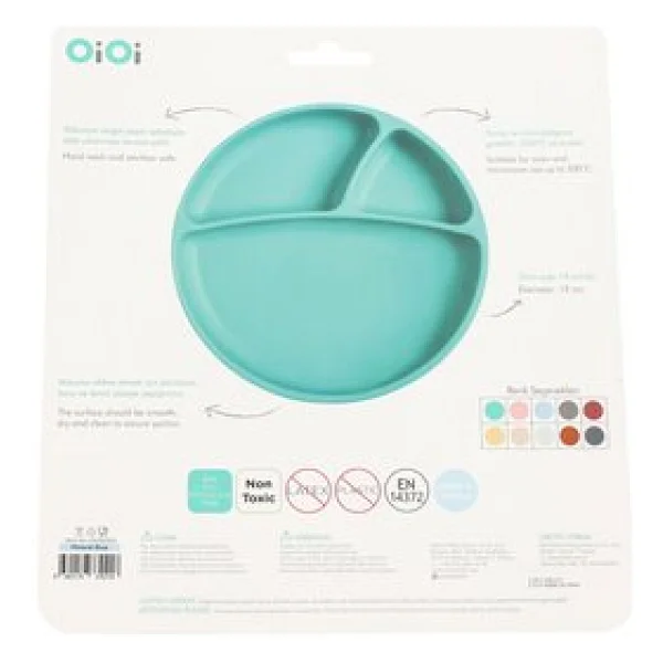 OİOİ Vakum Tabanlı Porsiyon Mama Tabağı Mavi - Görsel 4