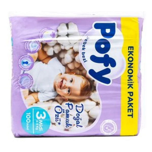 Pofy 3 Numara Midi 100'lü Bebek Bezi - Görsel 2