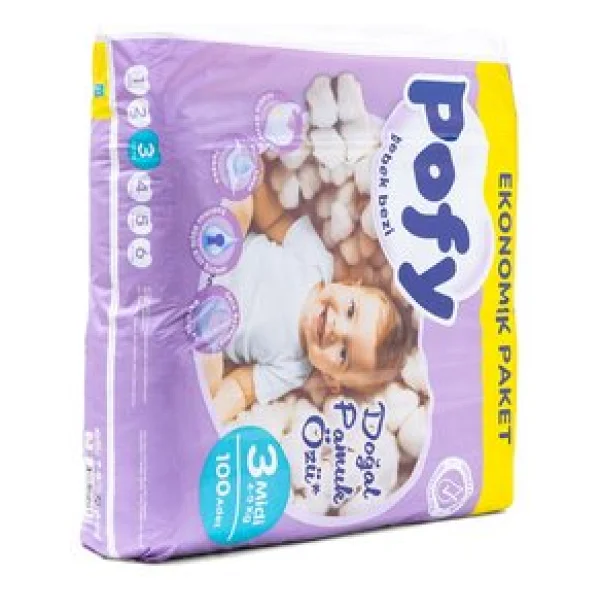 Pofy 3 Numara Midi 100'lü Bebek Bezi - Görsel 4