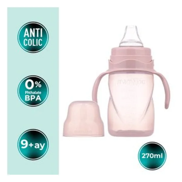 Mamajoo Kulplu Akıtmaz Eğitici Bardak 270 ml Powder Pink - Görsel 2