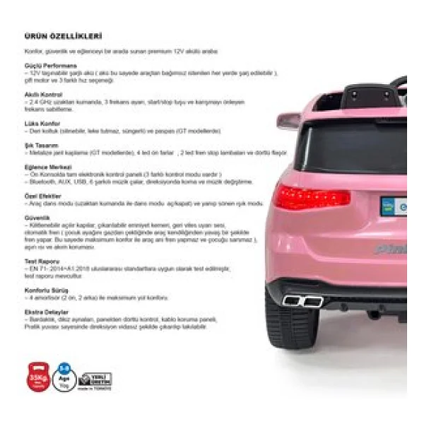 Baby&Toys Pink Rover 12 V Uzaktan Kumandalı Akülü Araba - Görsel 8