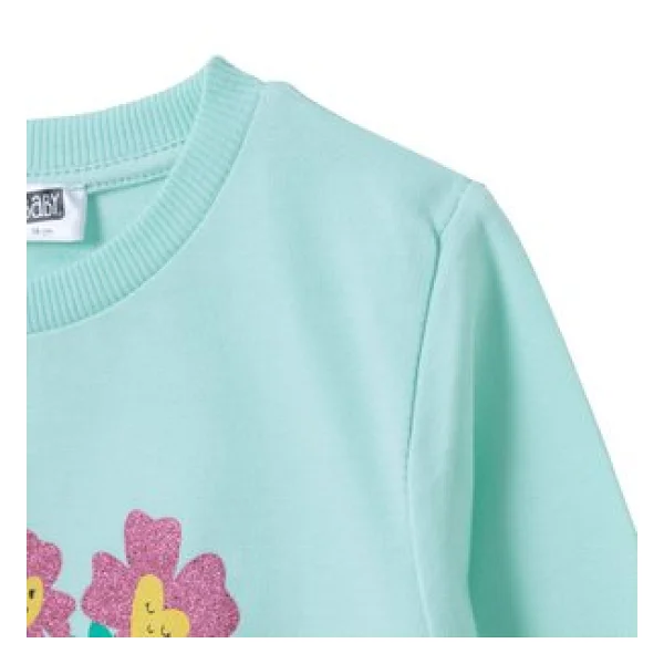 HelloBaby Kız Bebek Sweatshirt Çiçek Baskılı Bisiklet Yaka Uzun Kol 3-4 Yaş - Görsel 3