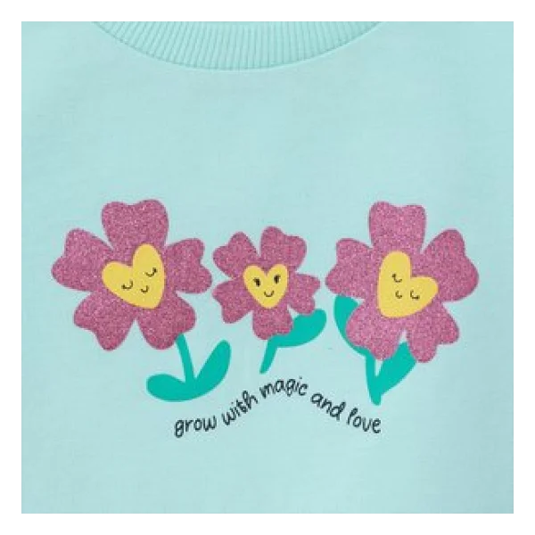 HelloBaby Kız Bebek Sweatshirt Çiçek Baskılı Bisiklet Yaka Uzun Kol 3-4 Yaş - Görsel 4