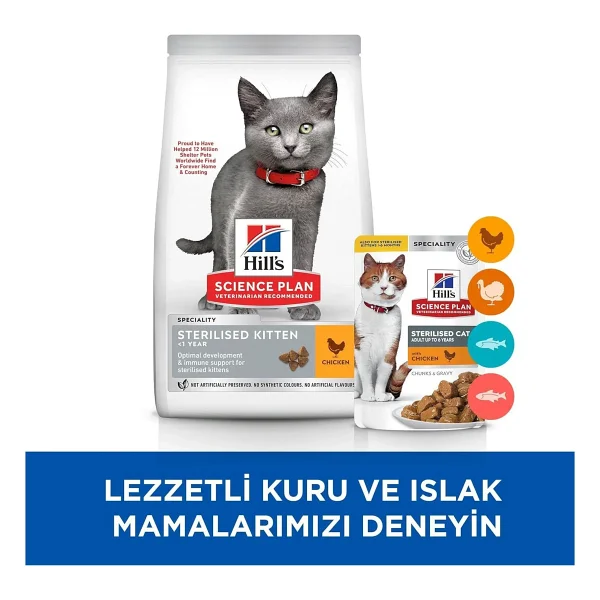 Hill's Sterilised Kitten Tavuklu Kısırlaştırılmış 1.5 kg Yavru Kedi Maması - Görsel 5